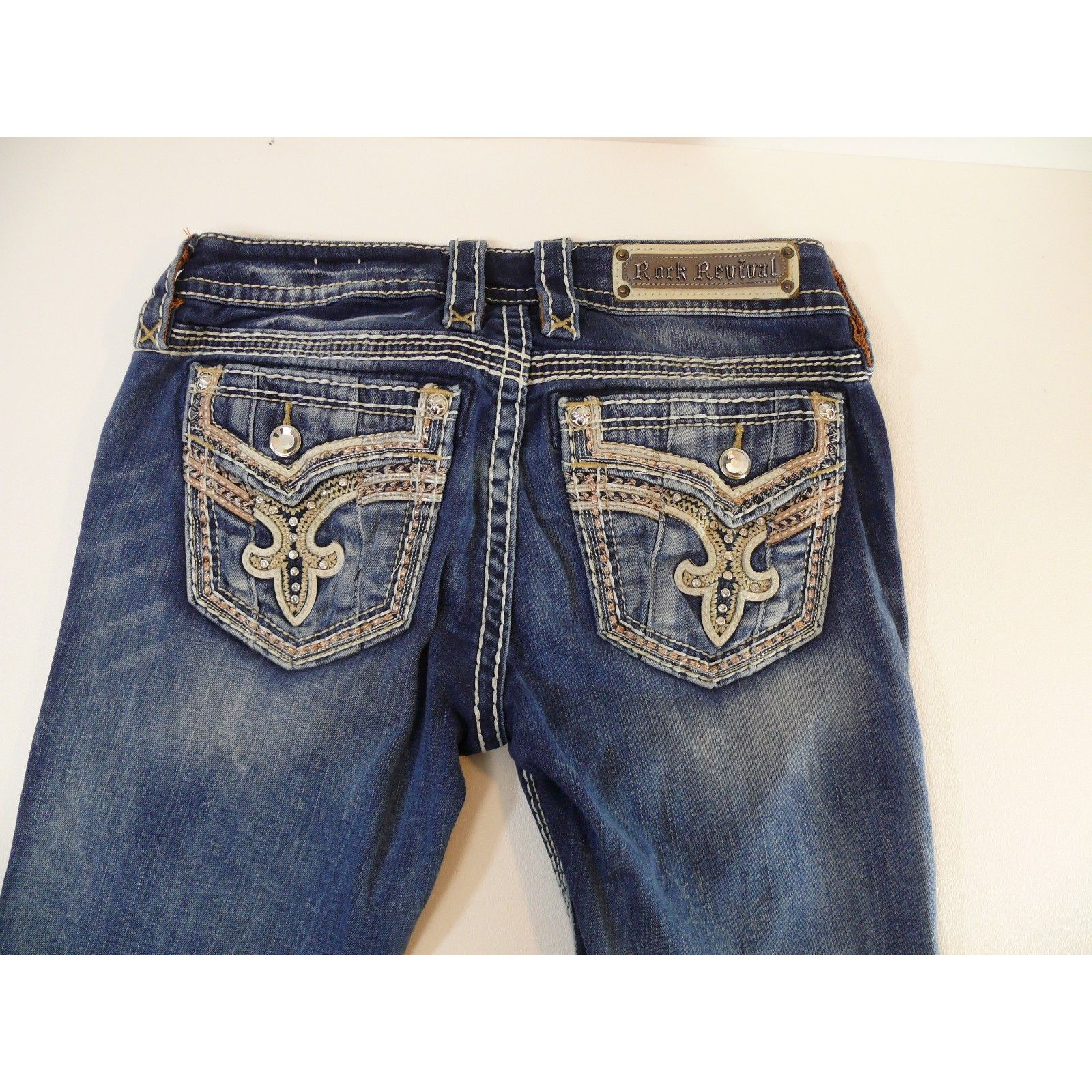 Rock Revival Codee "28" Jeans Distressed Embellished Low Rise Please Read Info